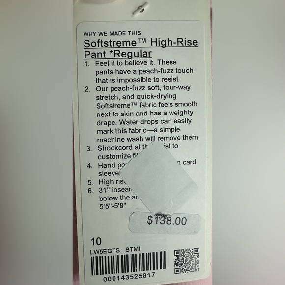 Lululemon Softstreme High-Rise Pant Size 10 in Strawberry Milkshake - Picture 9 of 9